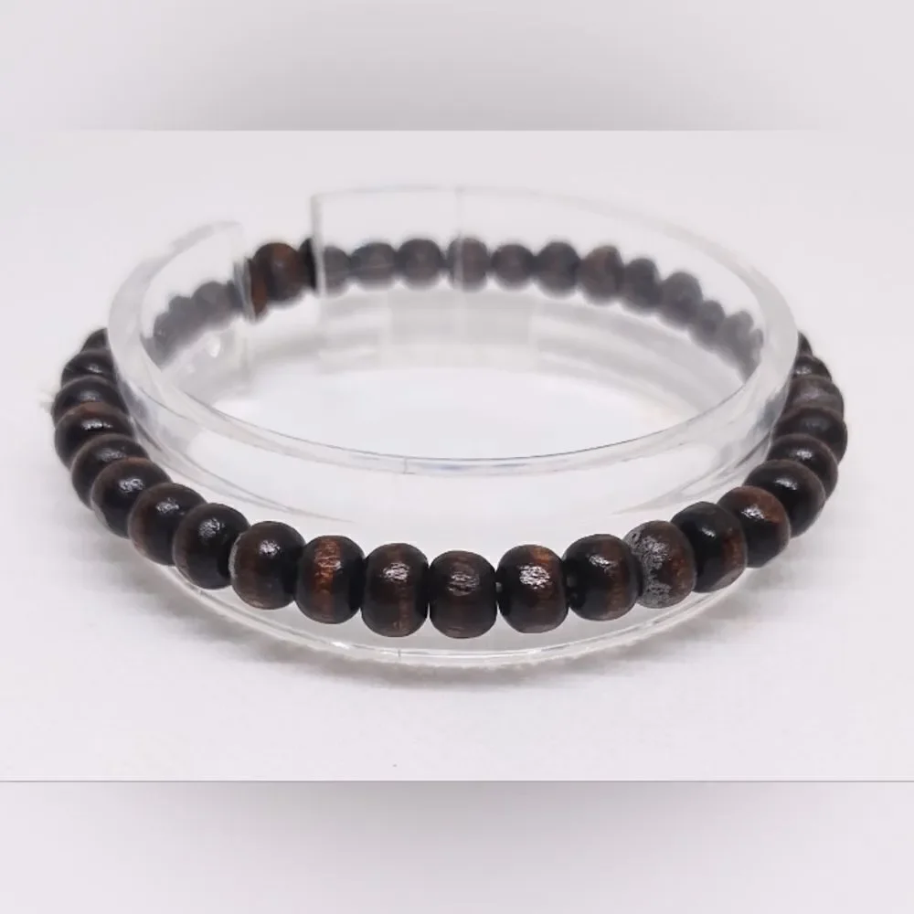Men's bracelet beaded beads brown new e48‎